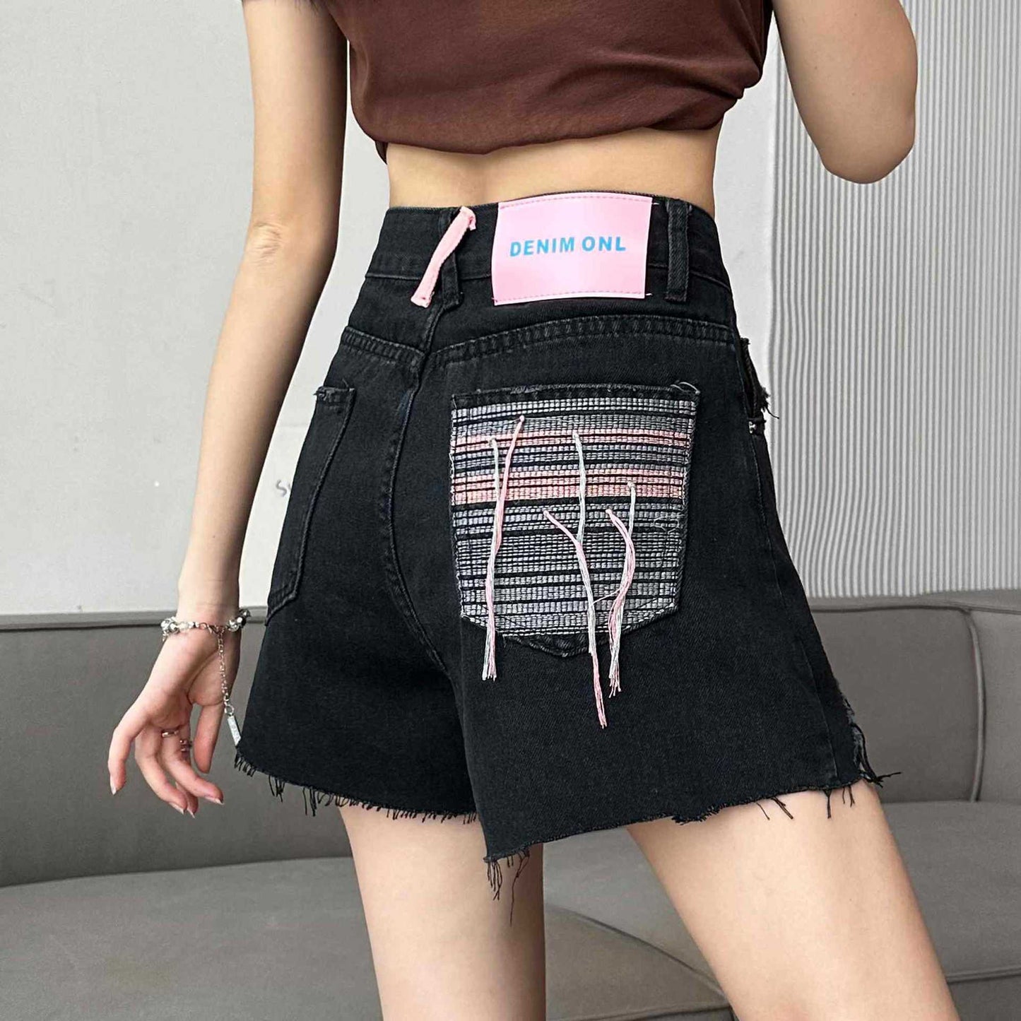 Ripped Wide Leg Denim Shorts