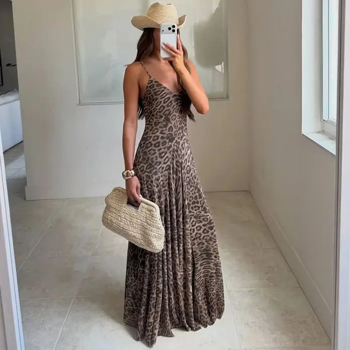 Leopard Printed Sling Dress