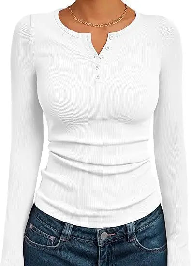 Long Sleeve Slim Fit Henry Collar T-Shirt