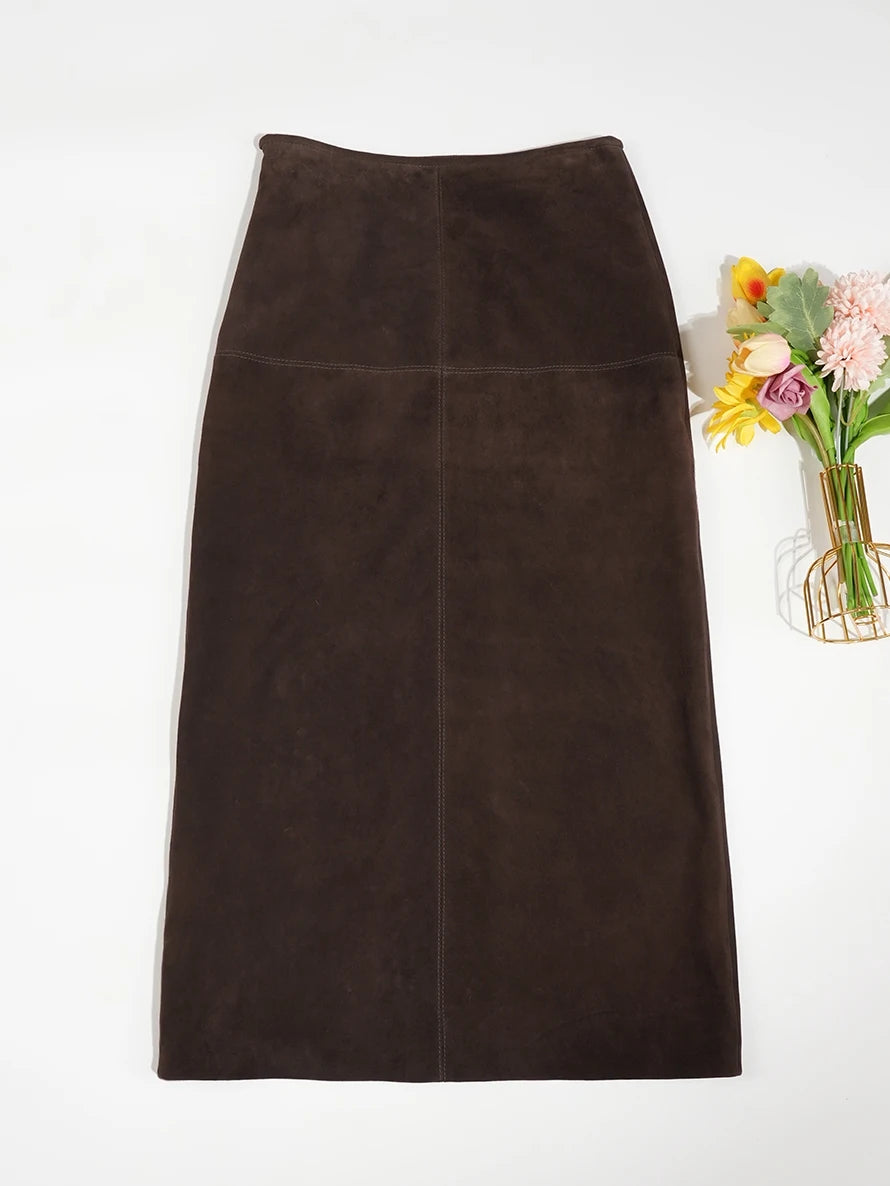 Sheepskin Suede Leather Skirt