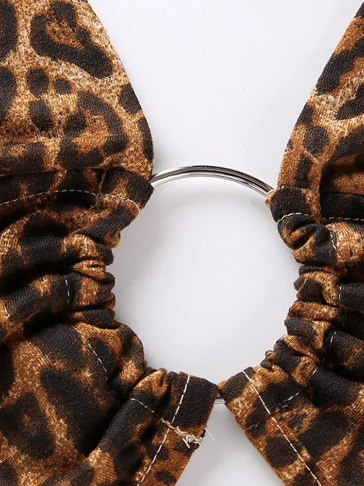 Leopard Print Halter Crop Top