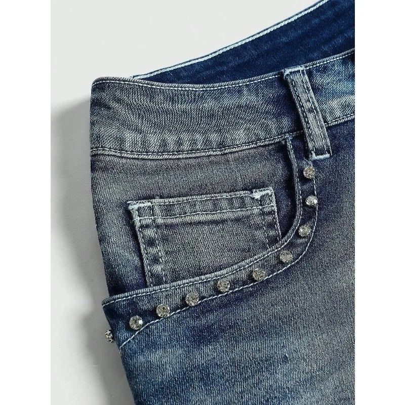 Embroidered Denim Shorts