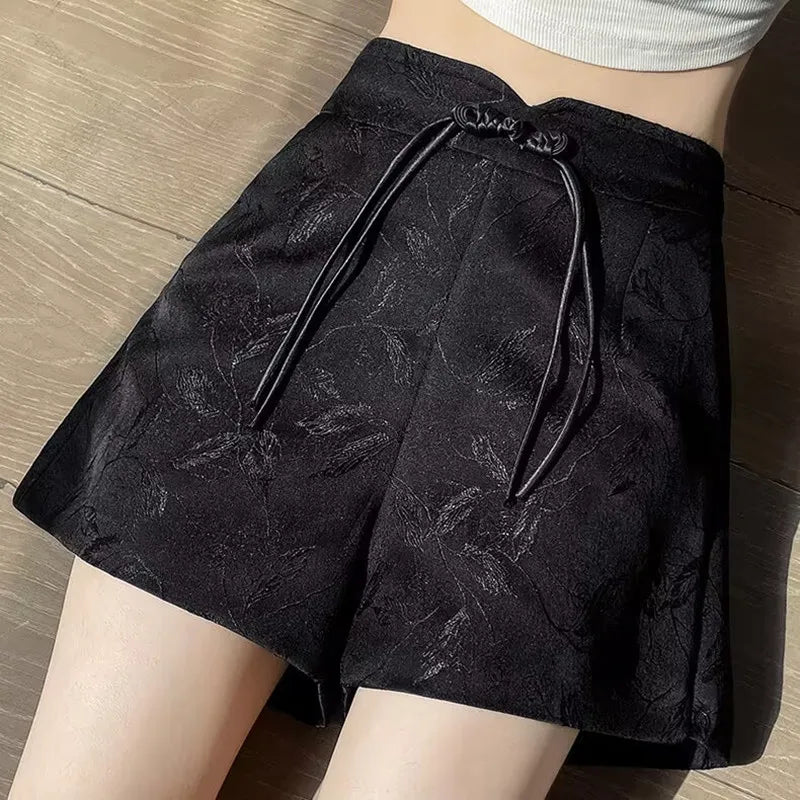 Jacquard Satin Tassel Shorts