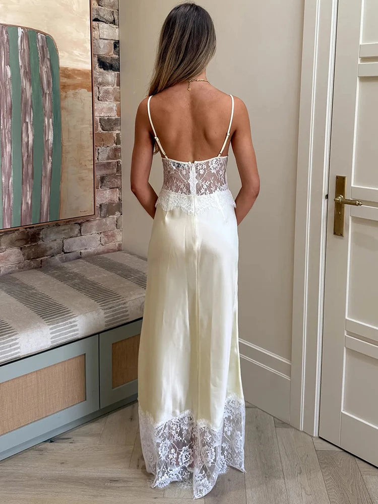 Spaghetti Strap Backless Sexy Maxi Dress