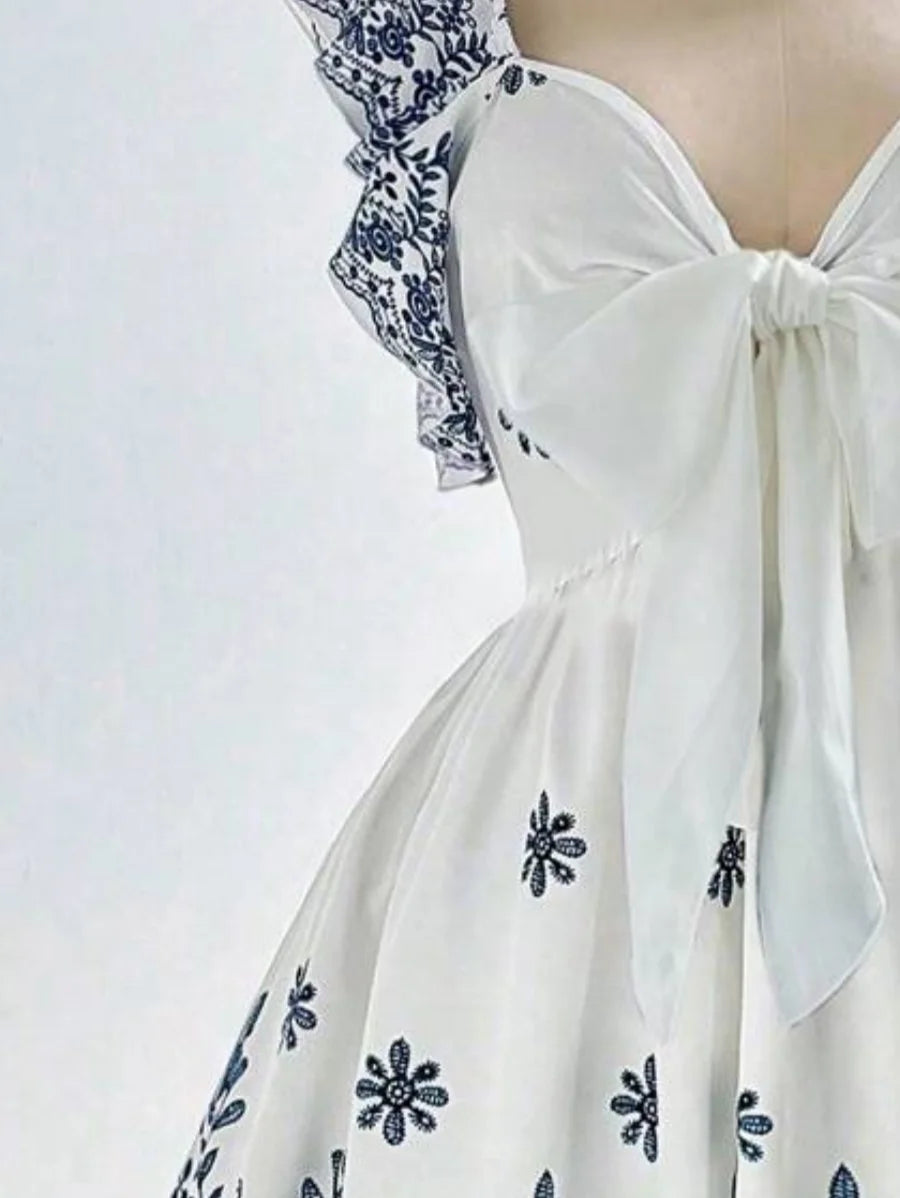 Ethnic Print Gathering Dress