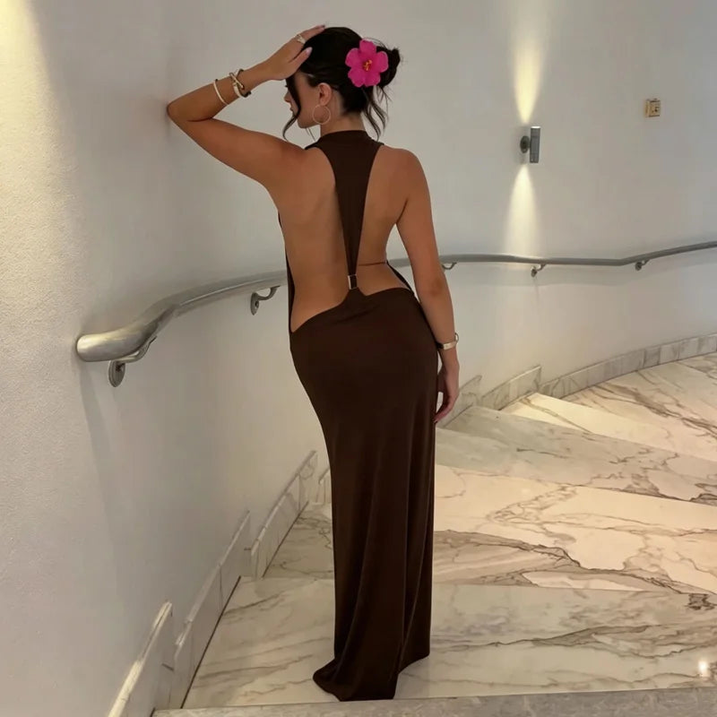 Halter Backless Bodycon Maxi Dress