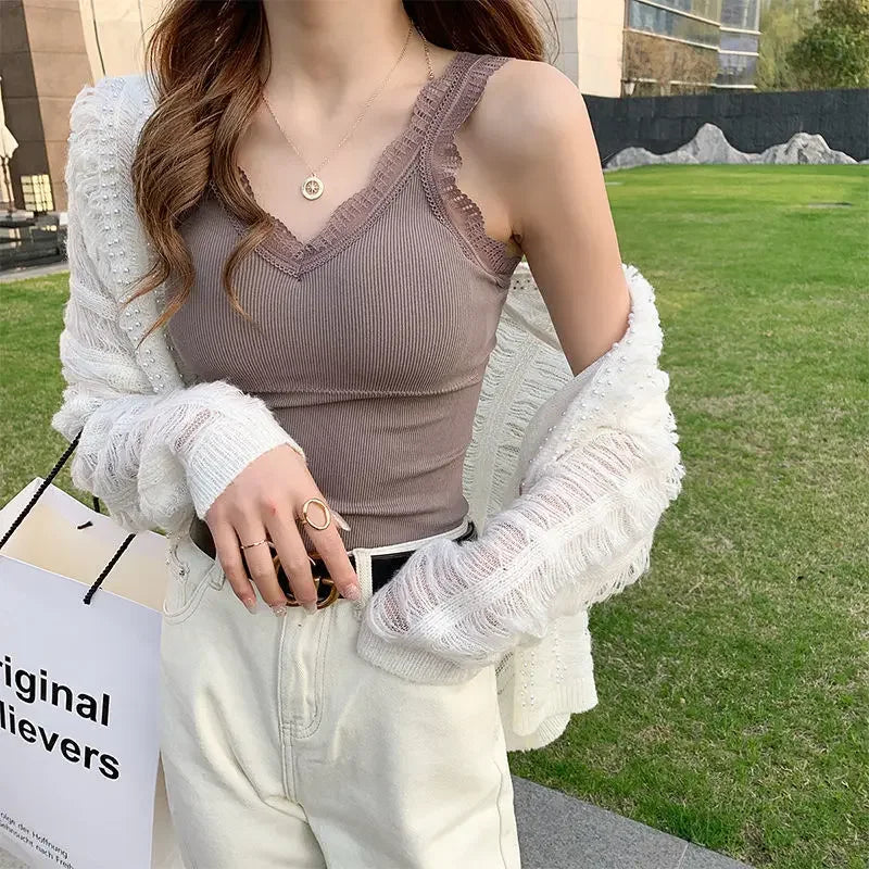 Sleeveless Lace Tank Top