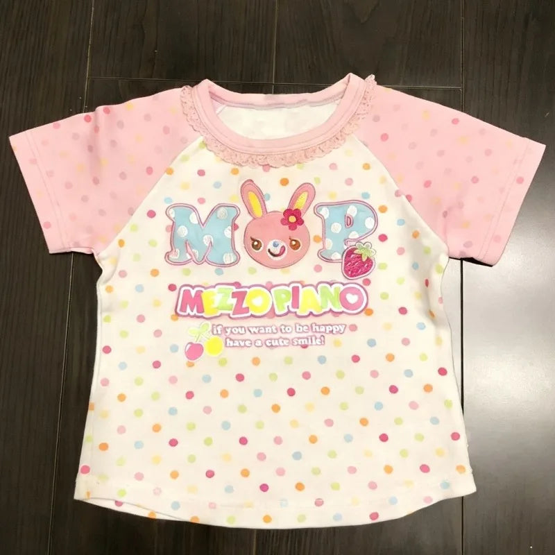 Camiseta Estampada de Conejo a Lunares