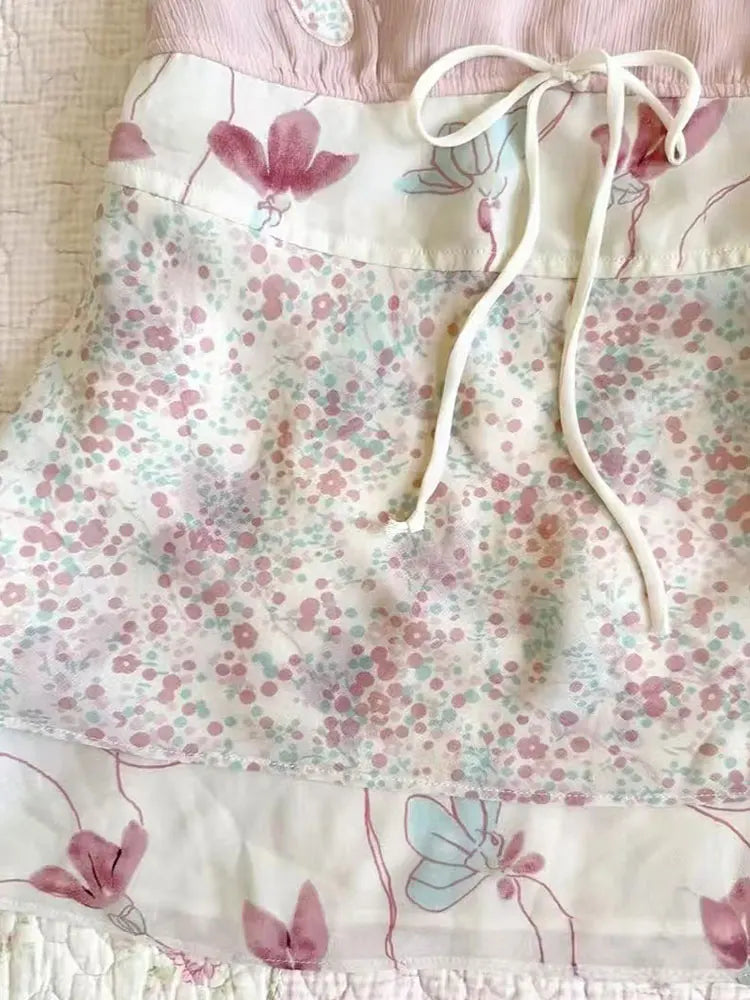 Top sin mangas con tirantes, floral y dulce