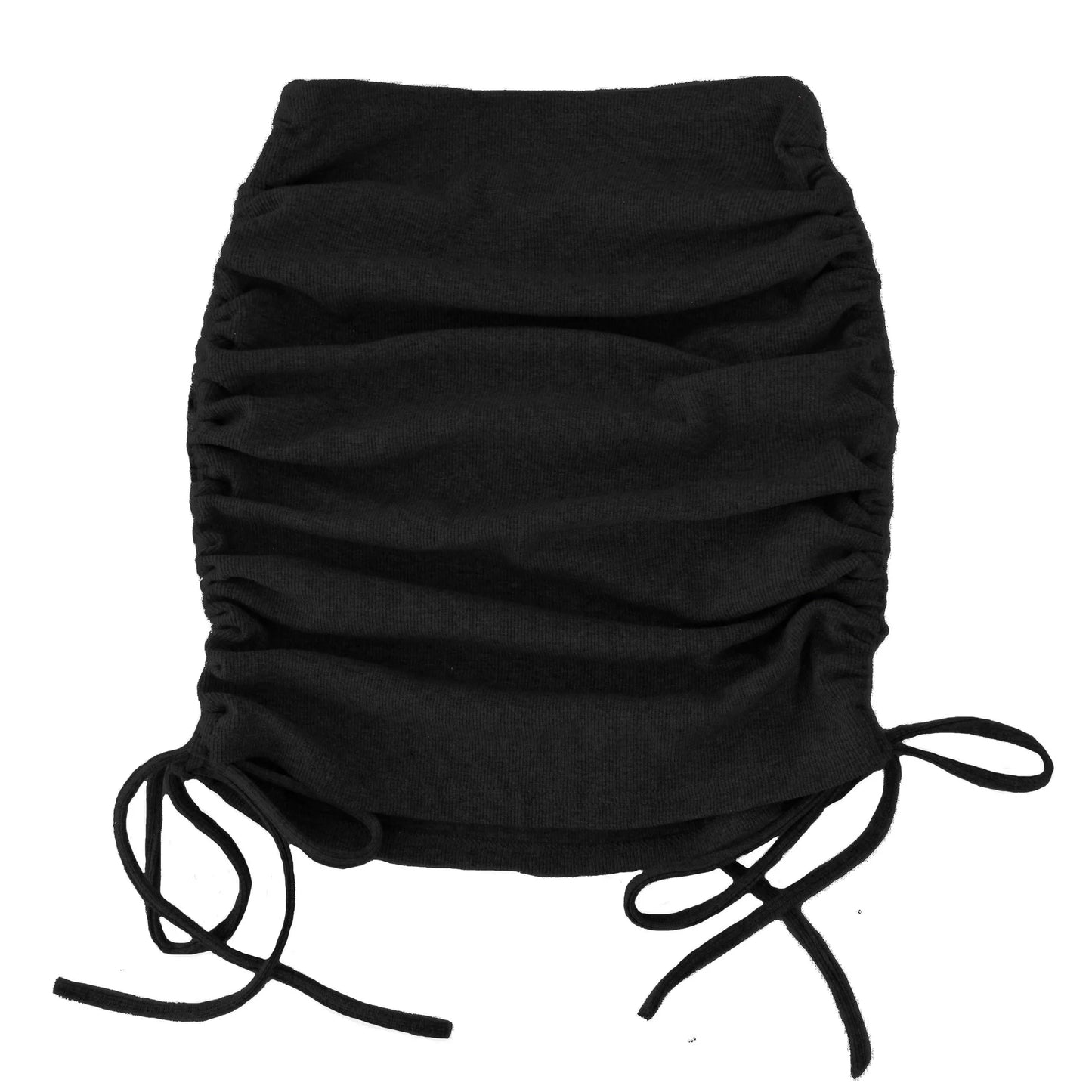 Faldas de Verano para Mujer con Cordones 2022 Hilo de Punto Lateral con Cordón Elástico Corrugado Sexy Cadera Ajustable Casual WSL4321