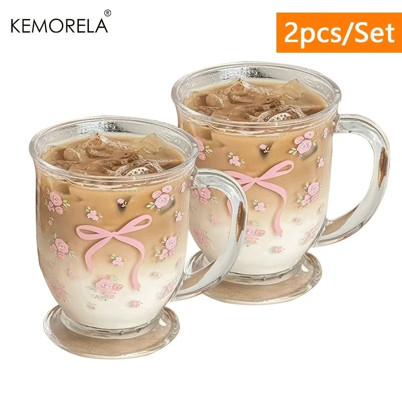Flower Rose Bow Pattern Glass