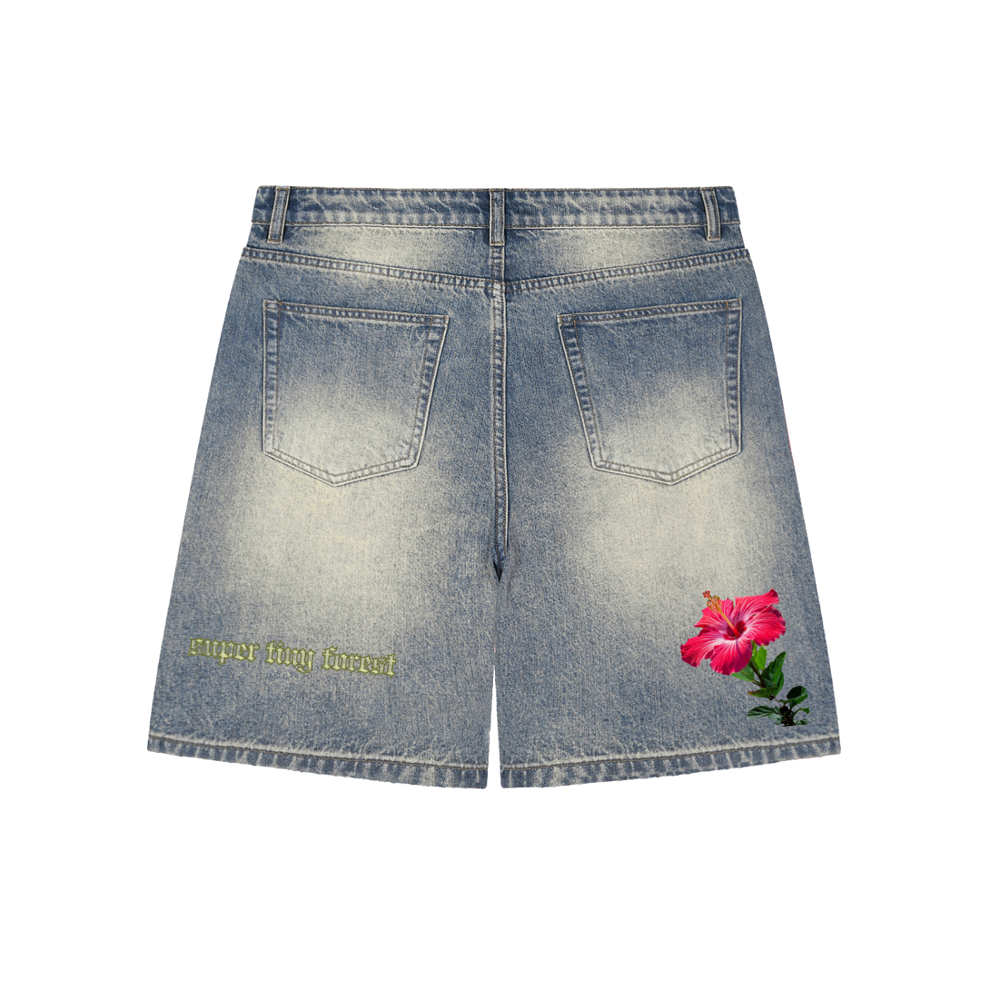 Pantalones cortos de mezclilla holgados, desgastados y desteñidos