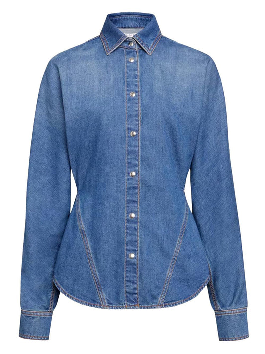 Alaia Women Round Denim Shirt