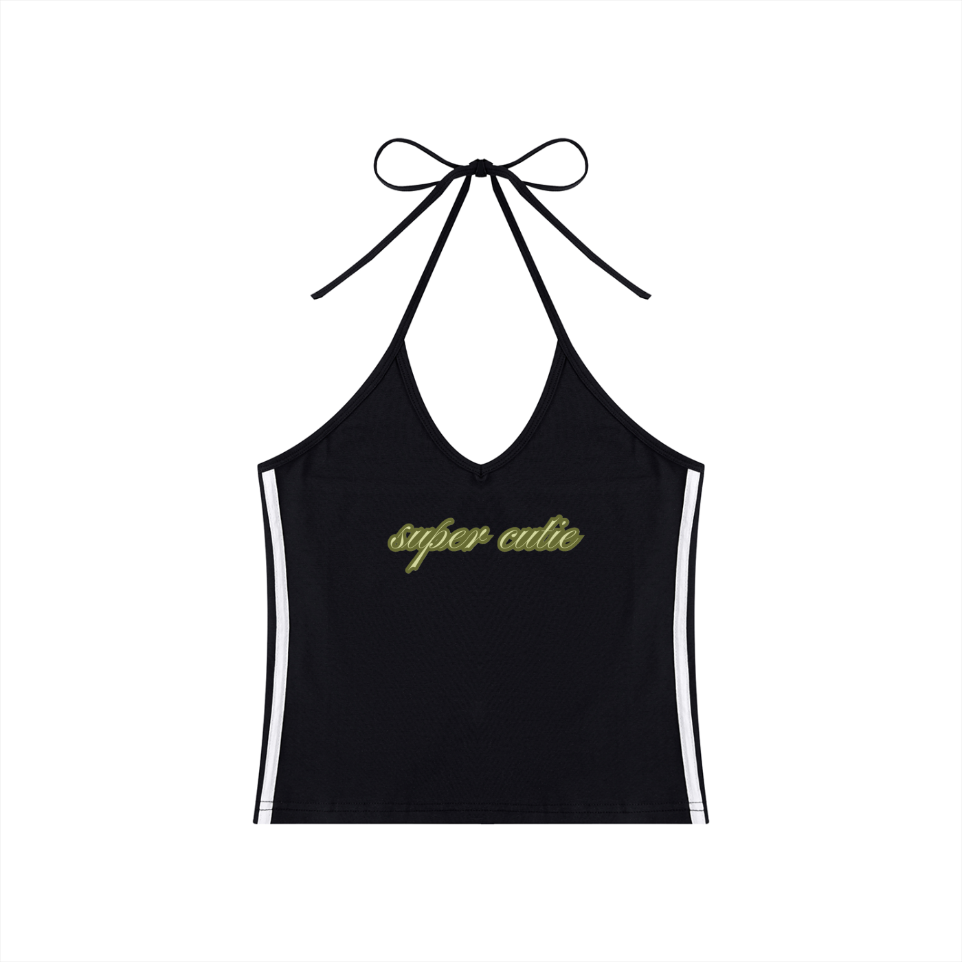 Top corto de cuello halter con bloques de color para mujer