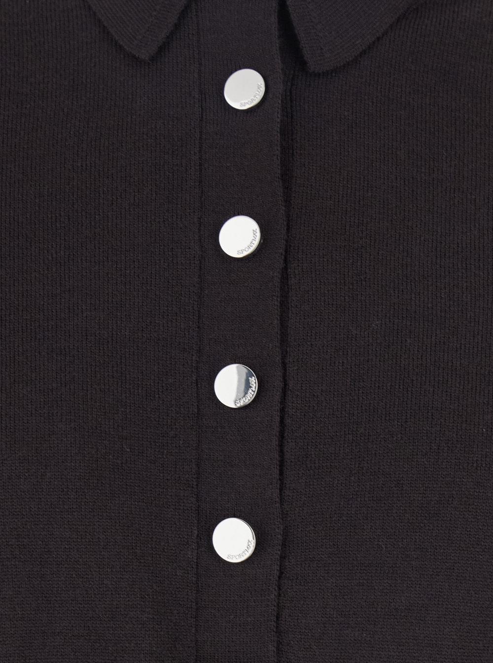 Sportmax Women 'Perseo' Black Cropped Cardigan With Button Down Collar And Ribbed Trims In Wool Woman