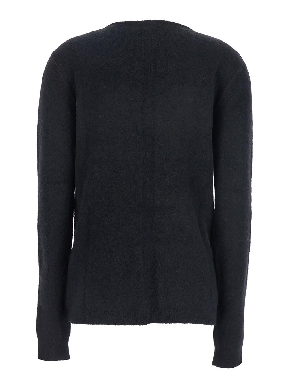 Rick Owens Women Black Sweater With Distressed Effect And Cut-Out Details On The Front In Alpaca Blend Woman