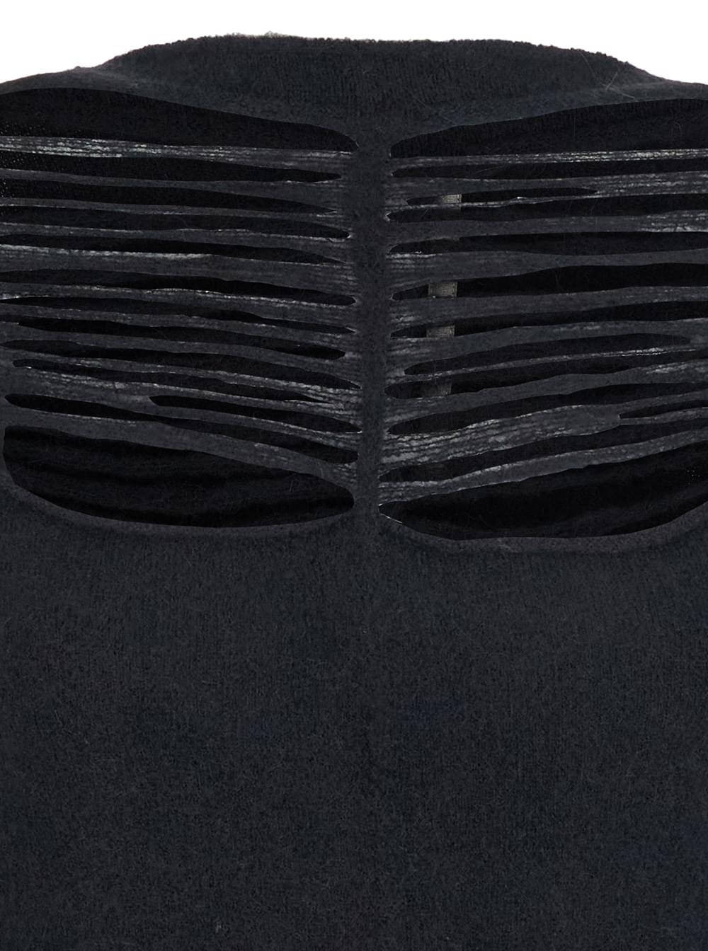 Rick Owens Women Black Sweater With Distressed Effect And Cut-Out Details On The Front In Alpaca Blend Woman