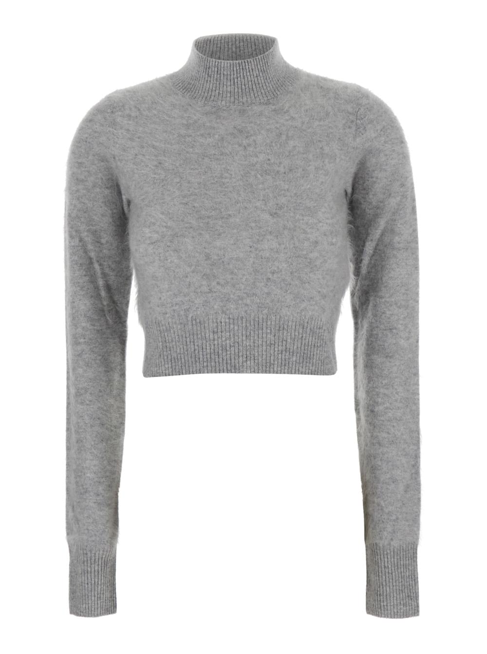 Sportmax Women 'Gubbio' Grey Cropped Sweater With High Neck In Cashmere Woman