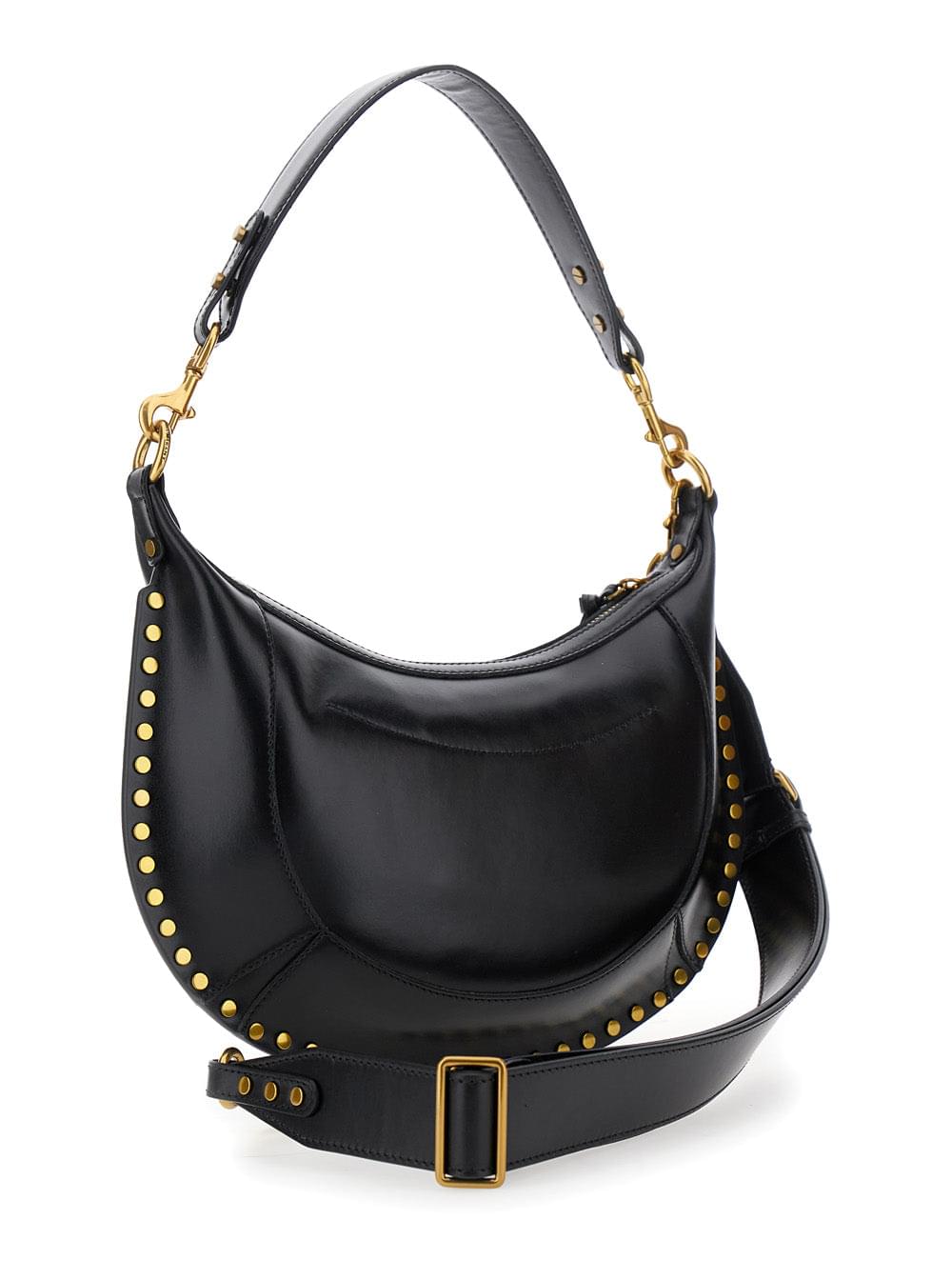 Isabel Marant Women Shoulder Bag 'Naoko' With Removable Strap And Logo Lettering Embossed On The Front In Black Leather For Women