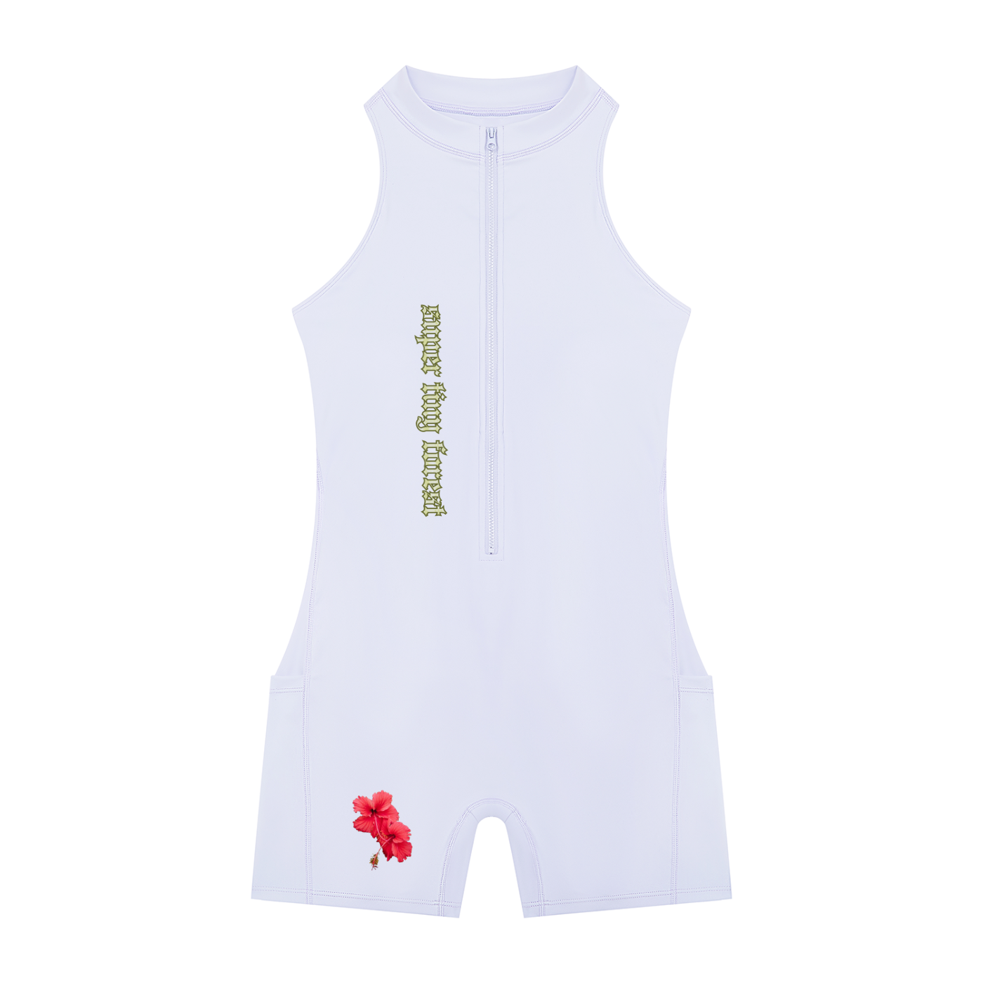 Mono enterizo de yoga con cremallera corta para mujer