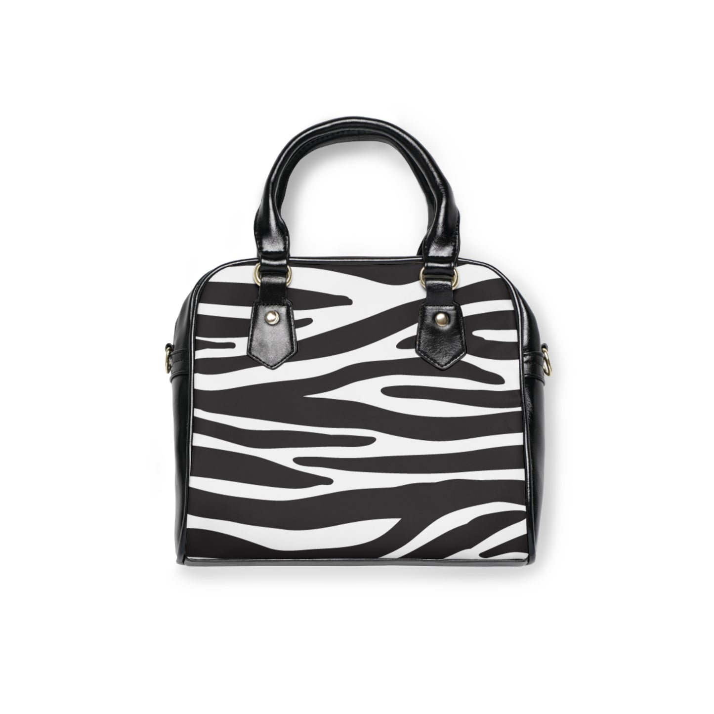 Bolso de hombro con estampado de cebra — Bolso tipo tote con escritura verde "Super Tiny Forest"