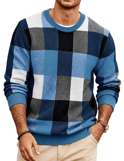 Plaid Crew Neck Sweater