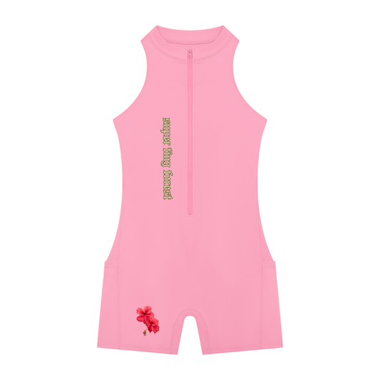 Mono enterizo de yoga con cremallera corta para mujer