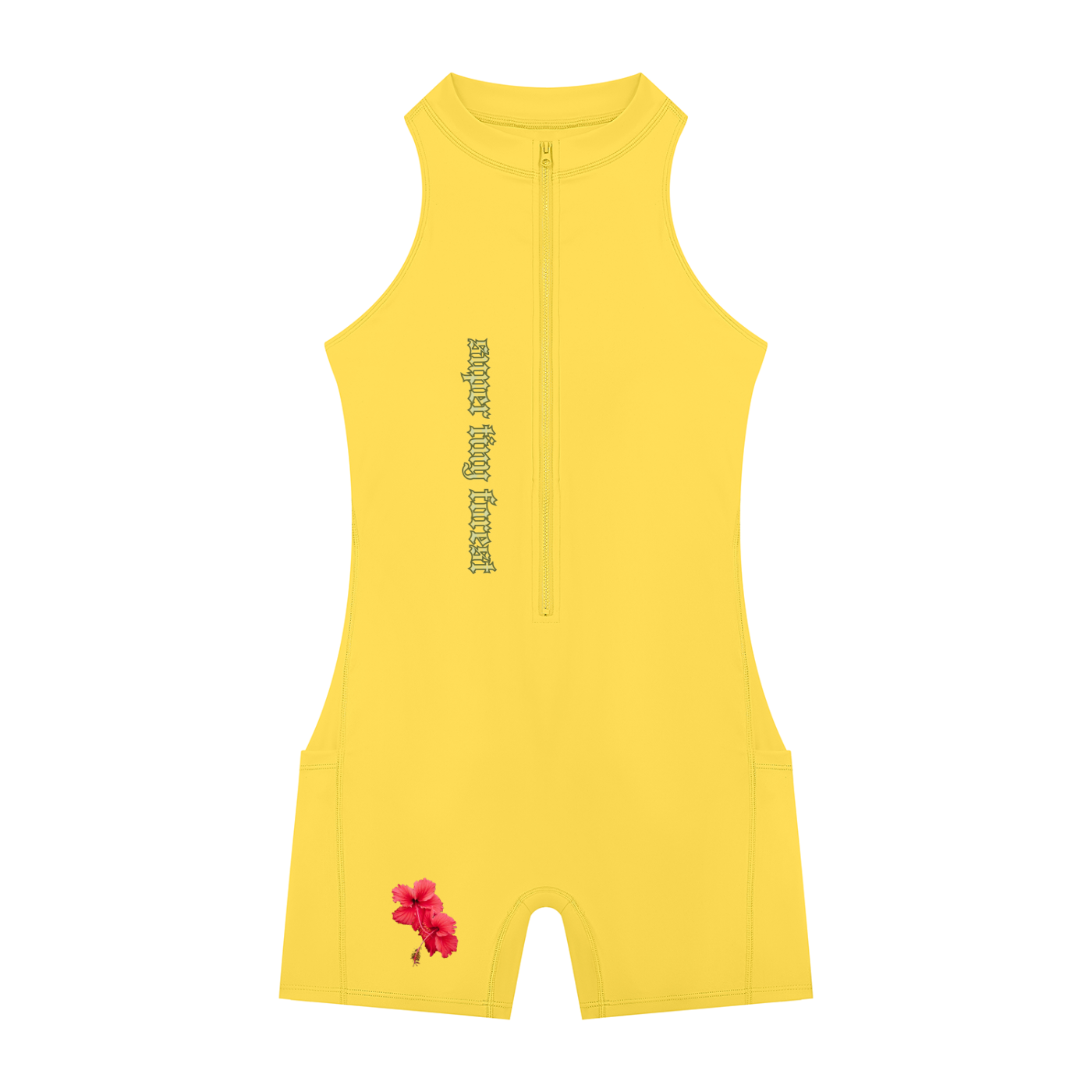 Mono enterizo de yoga con cremallera corta para mujer