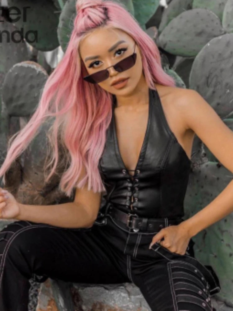 PU Leather Crop Top