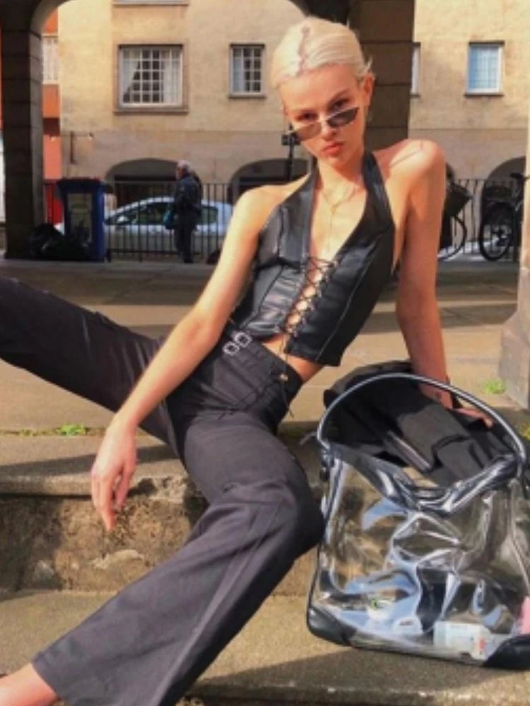PU Leather Crop Top