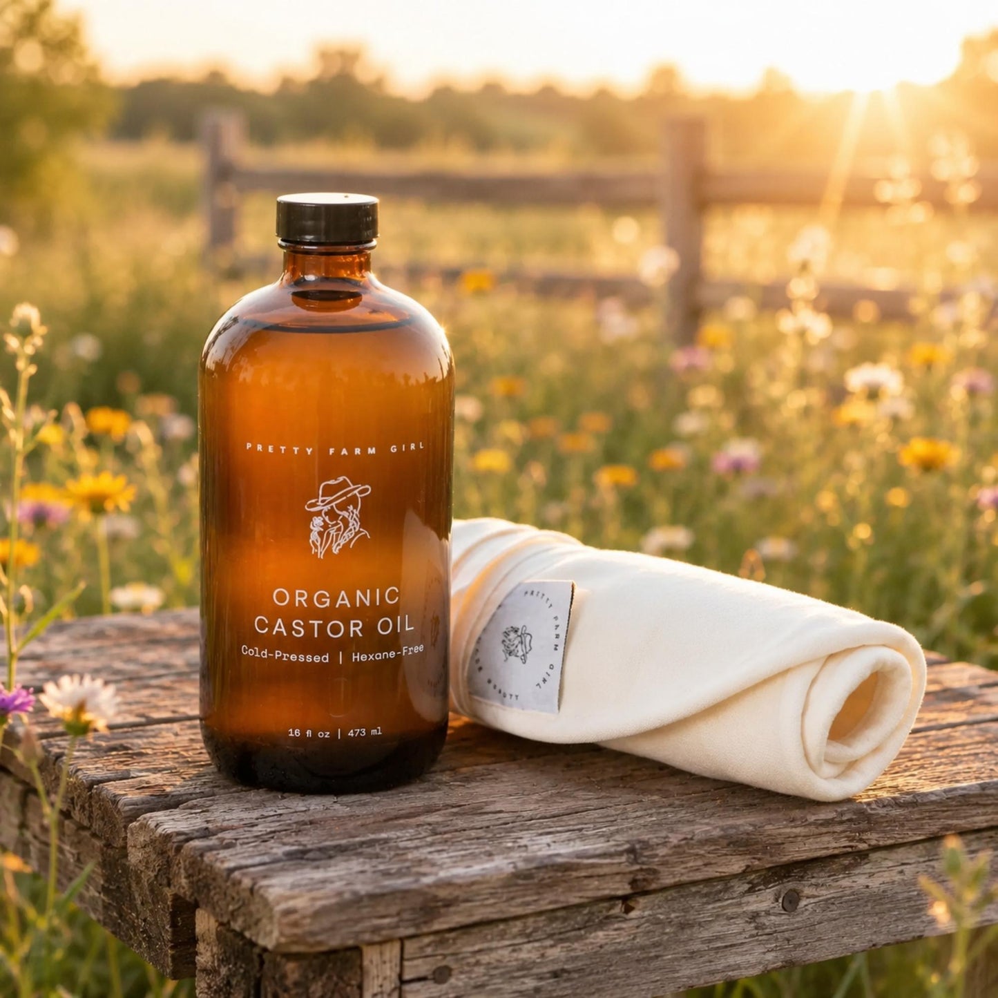 Aceite de ricino orgánico puro + paquete de paños
