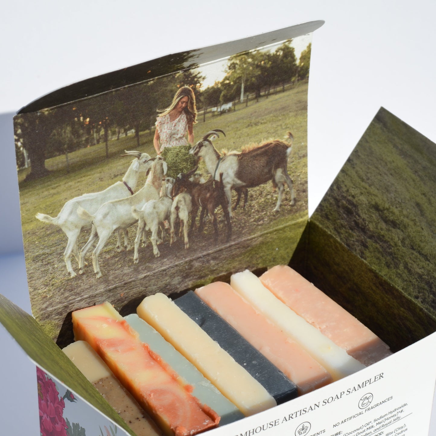 Muestra de jabón artesanal de leche de cabra y sebo de granja