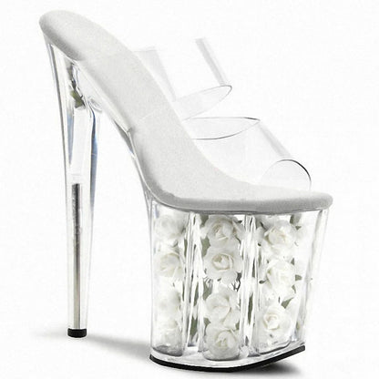 Transparent Crystal Rose Flower Stiletto