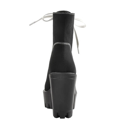 Platform Lace Up Canvas Ankle Boots