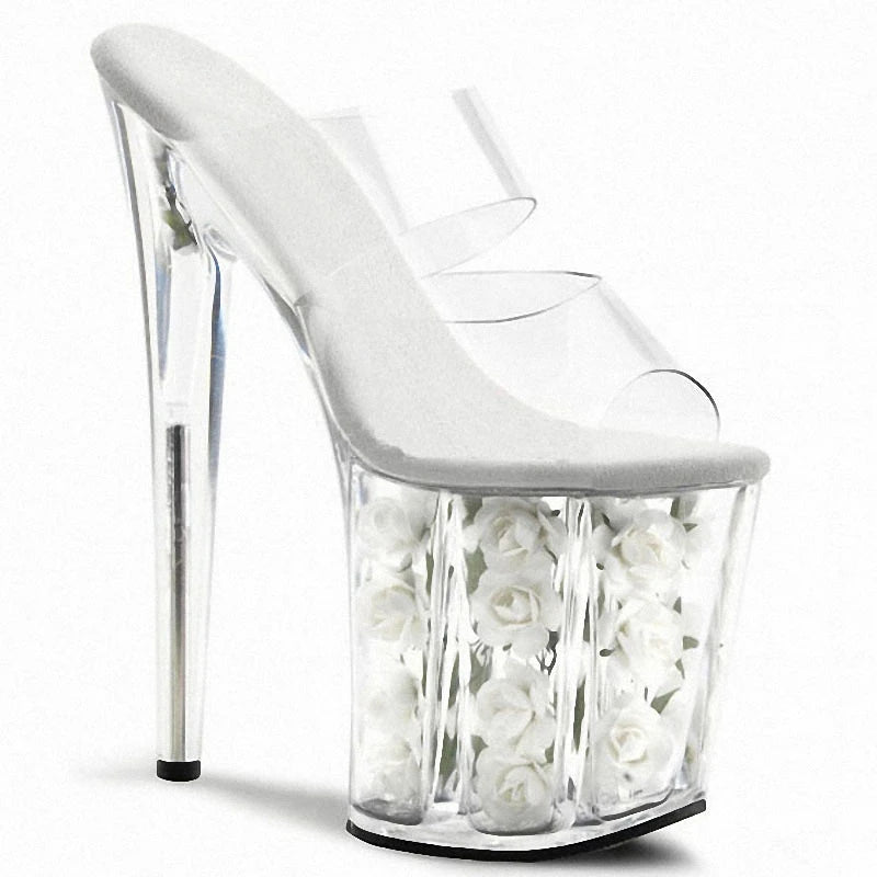 Transparent Crystal Rose Flower Stiletto