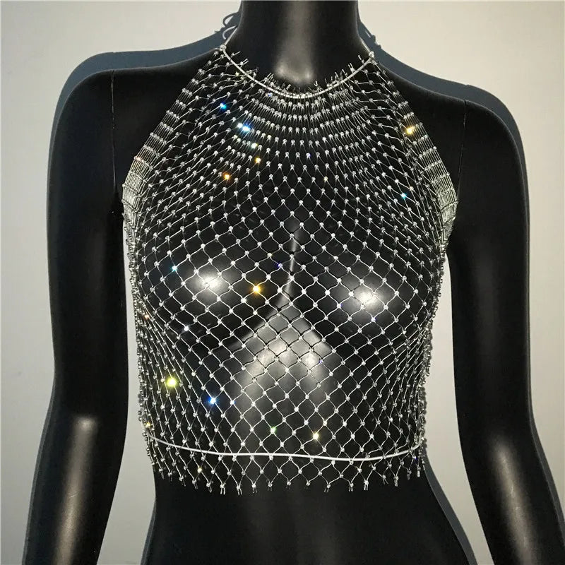 Top sin mangas liso con cuello redondo