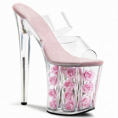 Transparent Crystal Rose Flower Stiletto