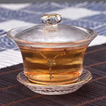 Japanese Style Glass Gaiwan Tea Cup and Lid