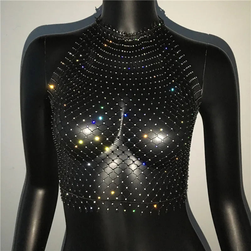 Top sin mangas liso con cuello redondo