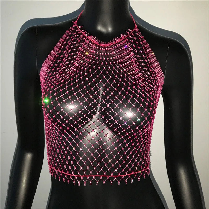 Top sin mangas liso con cuello redondo