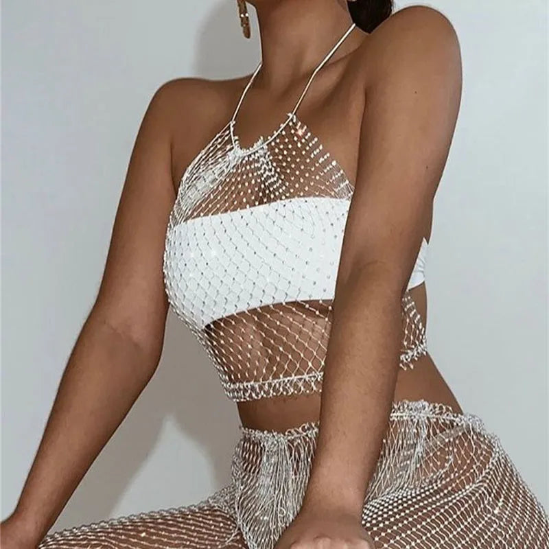 Top sin mangas liso con cuello redondo