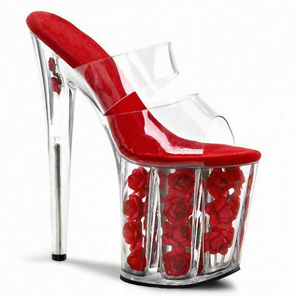 Transparent Crystal Rose Flower Stiletto