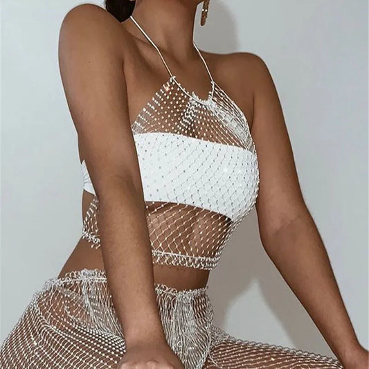 Top sin mangas liso con cuello redondo