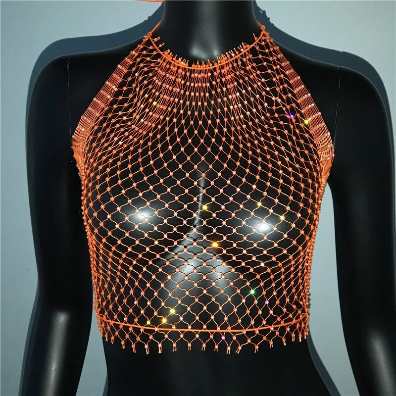 Top sin mangas liso con cuello redondo