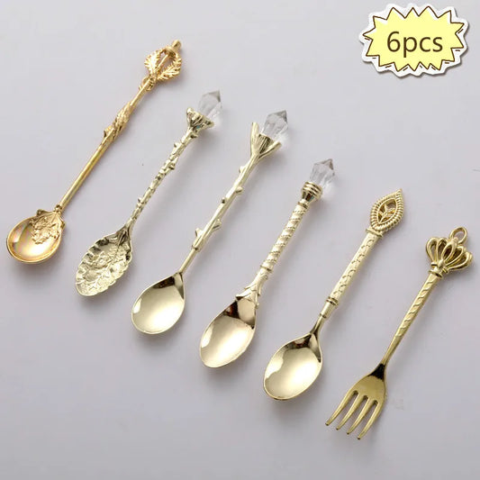 6 Sers Royal Style Metal Carved Fruit Fork