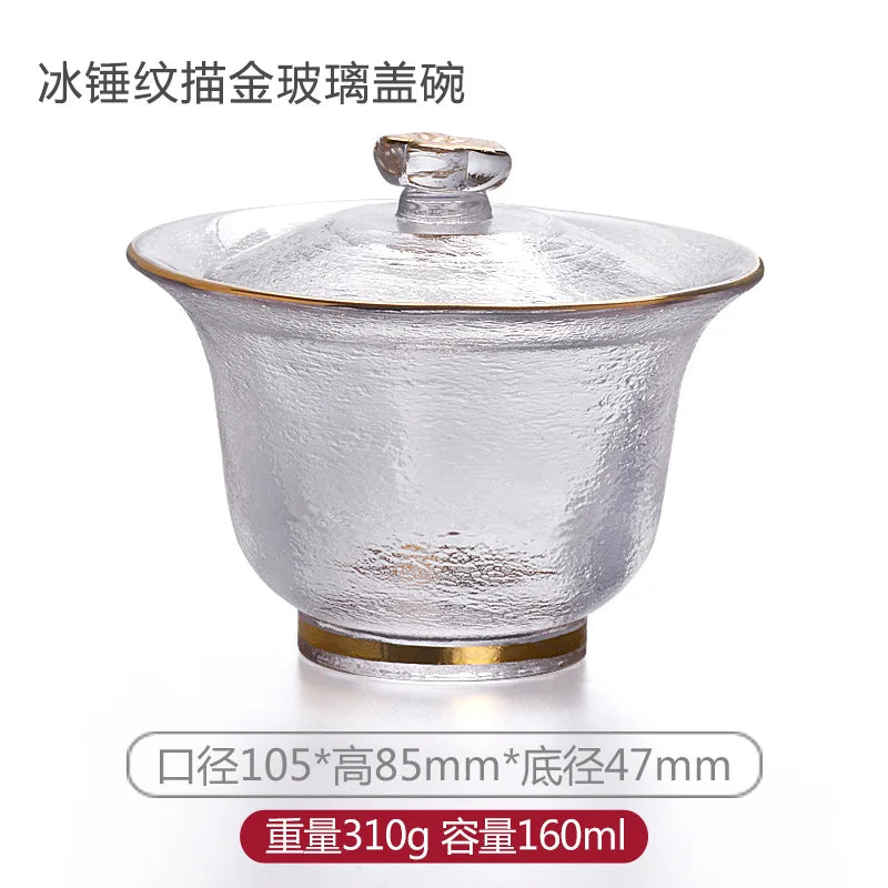 Japanese Style Glass Gaiwan Tea Cup and Lid