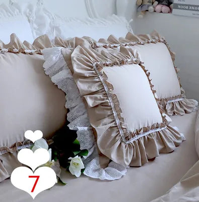 Lace Embroidery Ruffle Pillow Cover