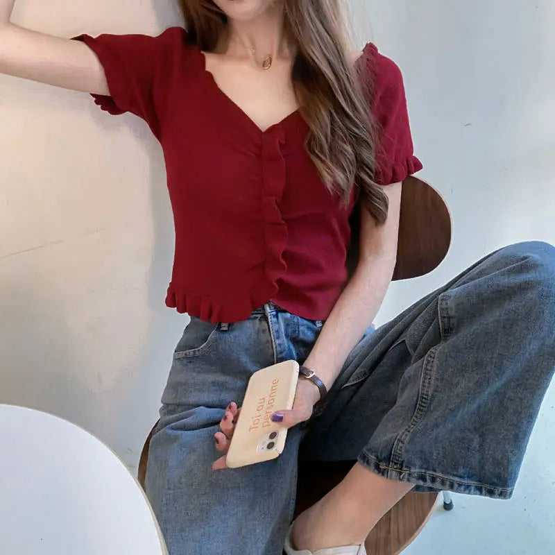V-neck Short-Sleeved T-shirt