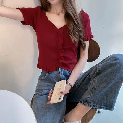 V-neck Short-Sleeved T-shirt
