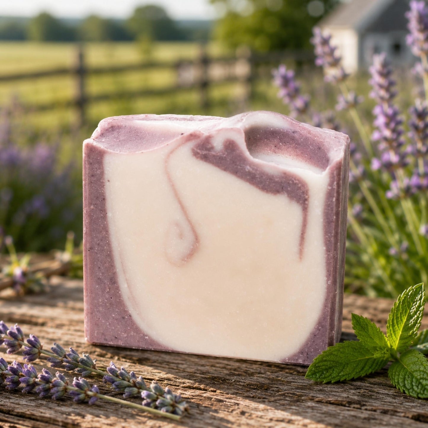 Jabón Artesanal de Sebo y Leche de Cabra con Lavanda y Menta